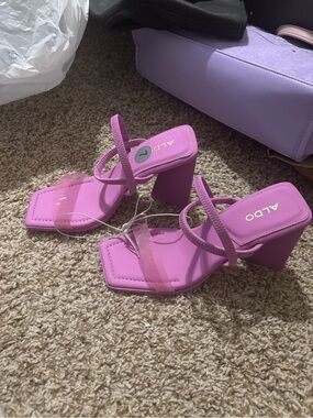 ALDO Women's Purple Block Heel Slide Sandals